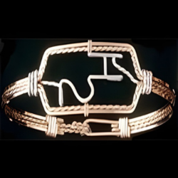 Brand bracelet with intricate design on a black background